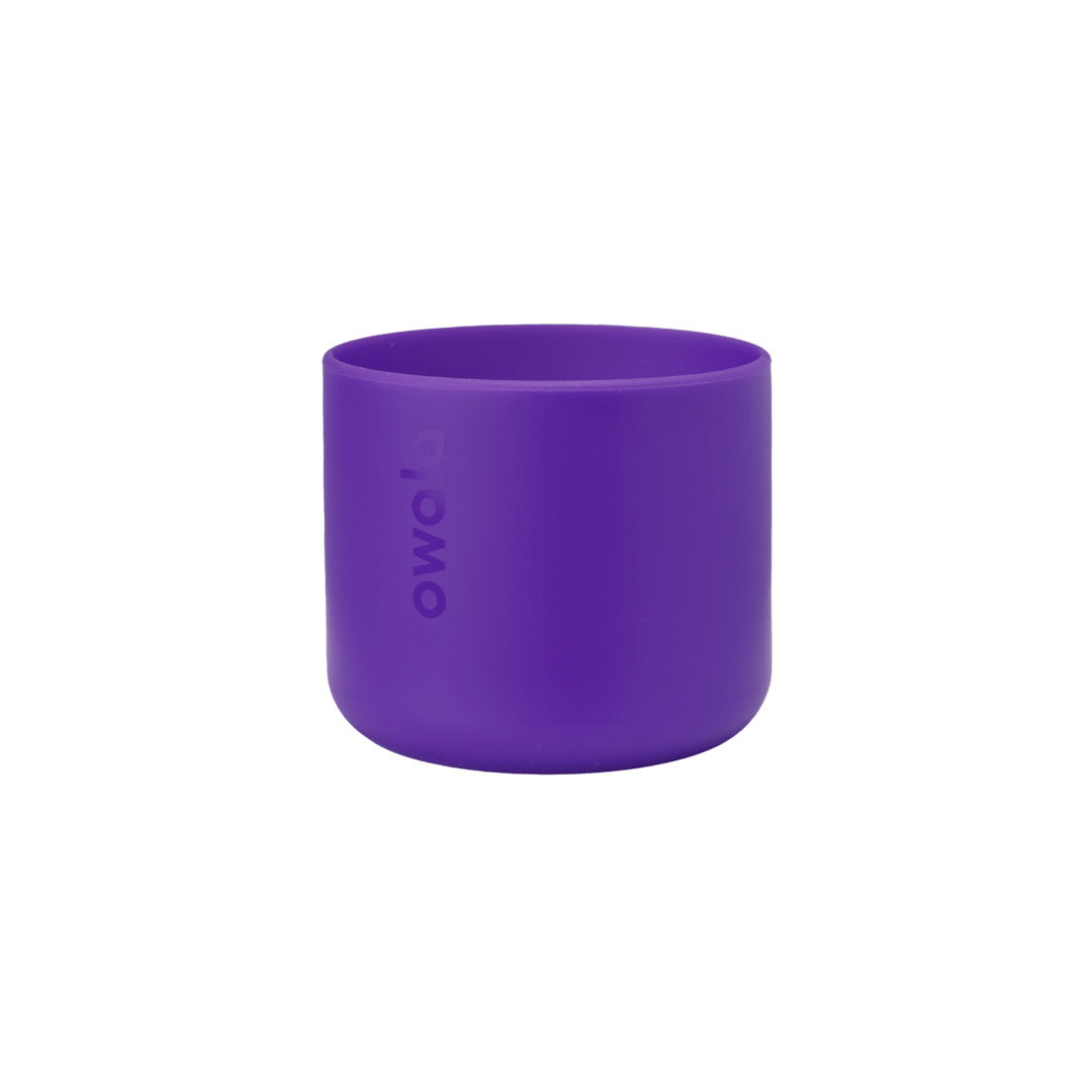 Bottle Boot 24oz in medium purple silicone; Owala logo embossed on side