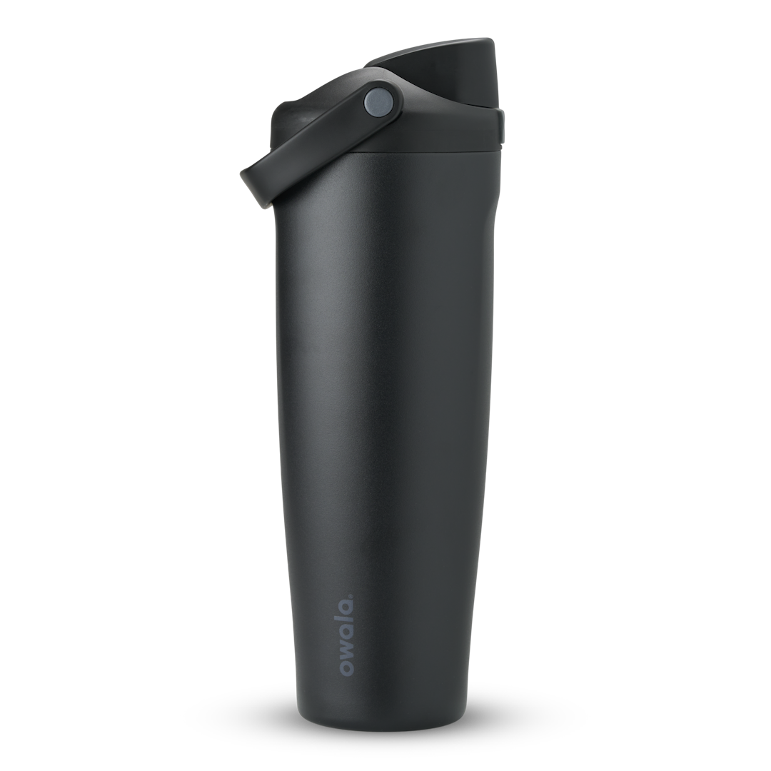 FreeSip Sway 40oz tumbler in Very Very Dark — matte near-black charcoal with dark grey flip cap