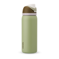 FreeSip 32oz in Frankie (Friends Fir Ever), olive sage green body with tan cream flip cap and carry loop