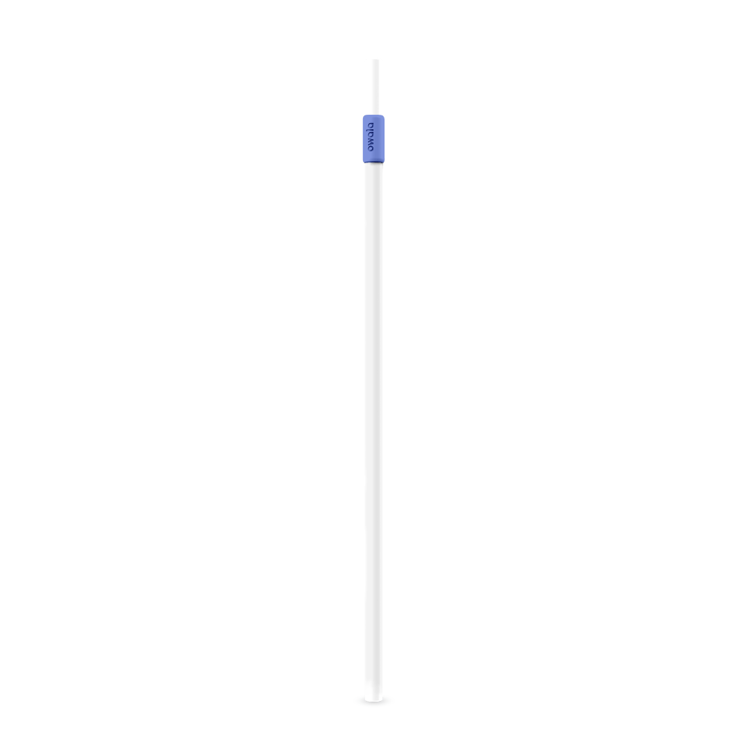 Owala Replacement Straw in white with a blue plastic connector clip near the top