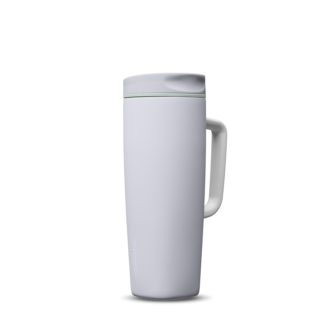 SmoothSip Slider with Handle 24oz in Open Air, pale gray body with light gray slider lid and matching gray handle
