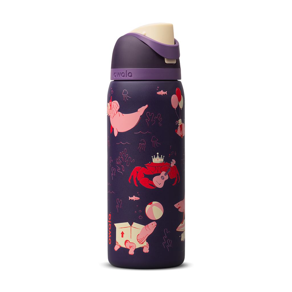 Owala Birthday Bash Go Halvsies 32oz FreeSip bottle in deep purple-plum