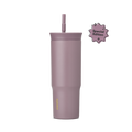 24oz Tumbler in Spring Revival; muted mauve-purple body with matching mauve lid and matching mauve straw