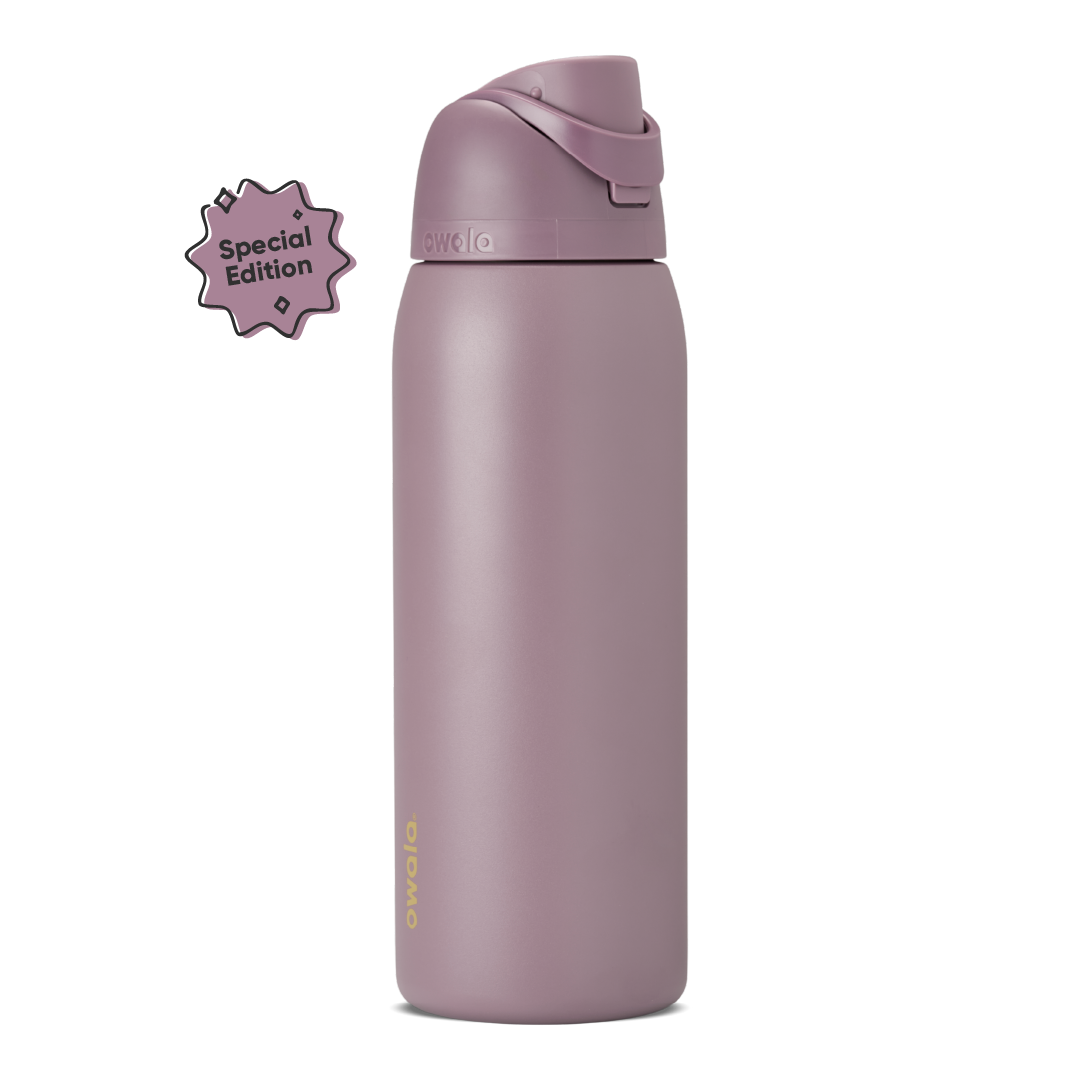 FreeSip 40oz in Spring Revival, soft dusty mauve/lilac body with matching flip cap and carry loop