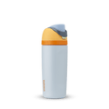 Owala Kids' FreeSip in Day Dreams — pale light blue body with yellow-orange and gray lid accents
