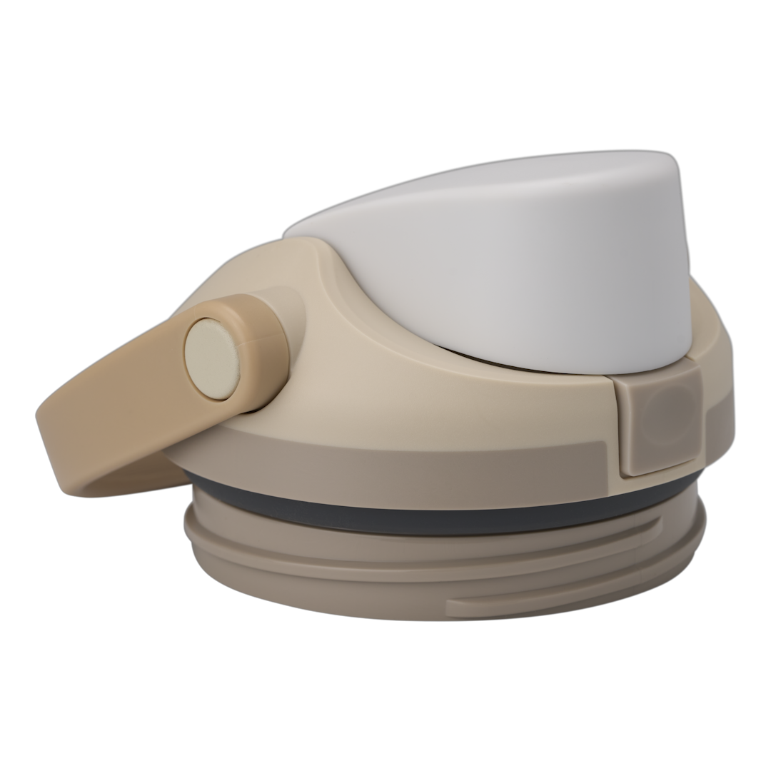 FreeSip Sway 30oz replacement lid in Lightly Toasted, warm tan/sand dome-shaped lid with white flip cap and tan carry loop