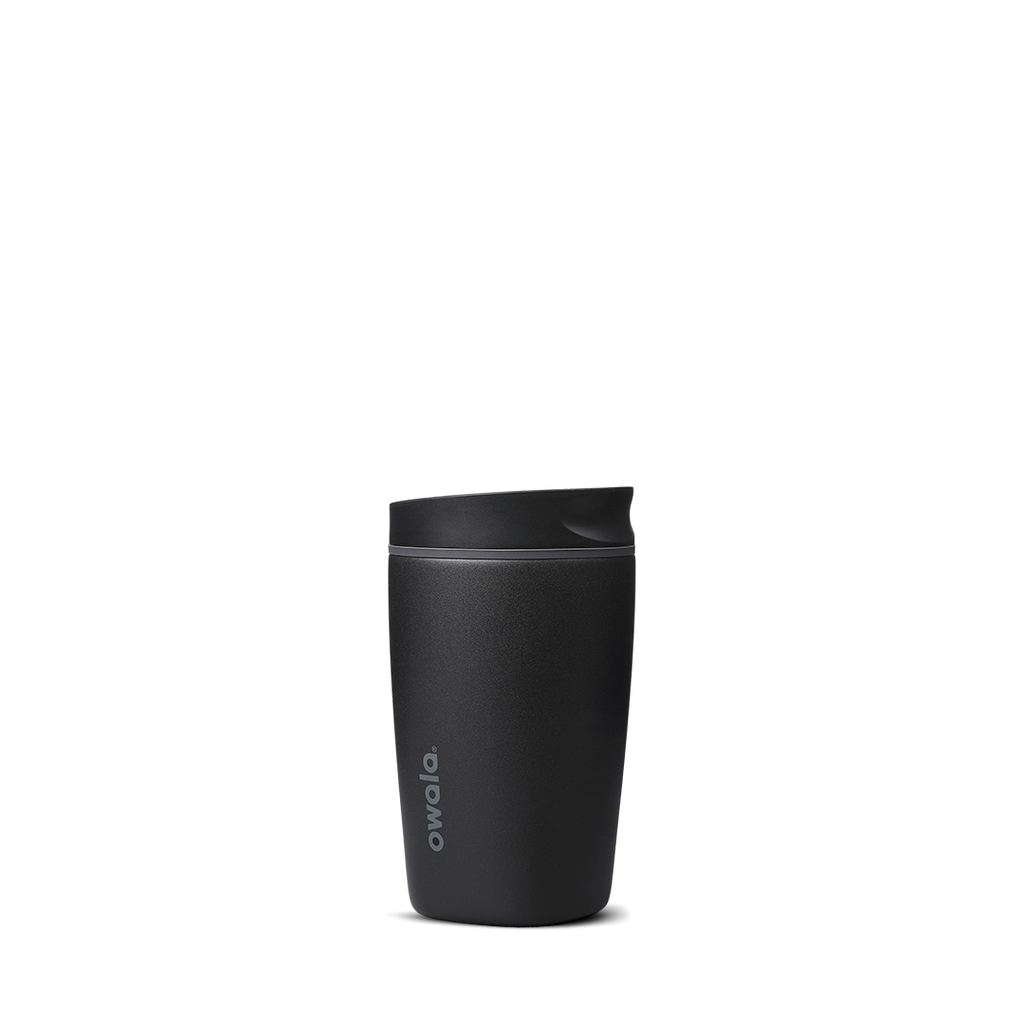 SmoothSip Slider 12oz in Very, Very Dark, matte black body with dark charcoal slider lid