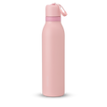 FreeSip Twist 24oz in Rose Quartz, soft pink insulated water bottle with matching pink twist cap, light pink twist cap accent band, and pink carry string with grip