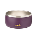 Pet Bowl 6-cup, deep plum purple exterior with stainless steel interior; yellow Owala logo