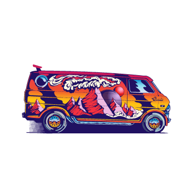 Sunset Drive sticker illustration