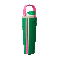 Owala Birthday Bash 40oz FreeSip Sway Vacation Mode; bold kelly green body with vertical white and pink racing stripes, bright pink flip cap and pink carry loop