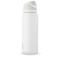 FreeSip 40oz water bottle, bright white body with white flip cap and carry loop