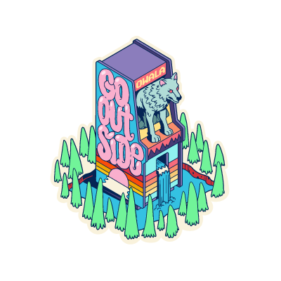 Wolf Arcade sticker illustration